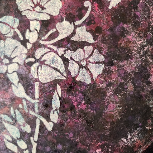 HANDCRAFTED Upcycled Metal Tray HANDPAINTED Tabletop Art Decor Floral Artwork - Picture 17 of 17